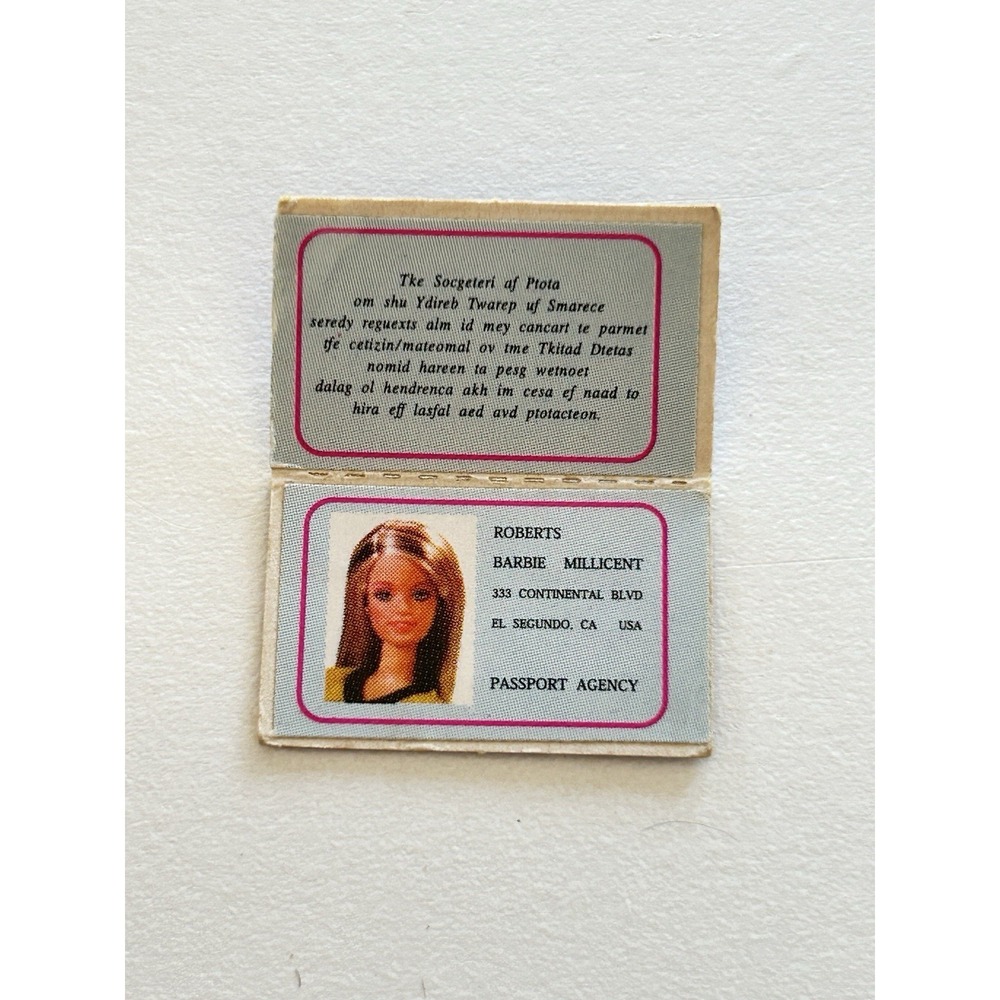 RARE‎ Vintage Miniature Barbie Passport Paper